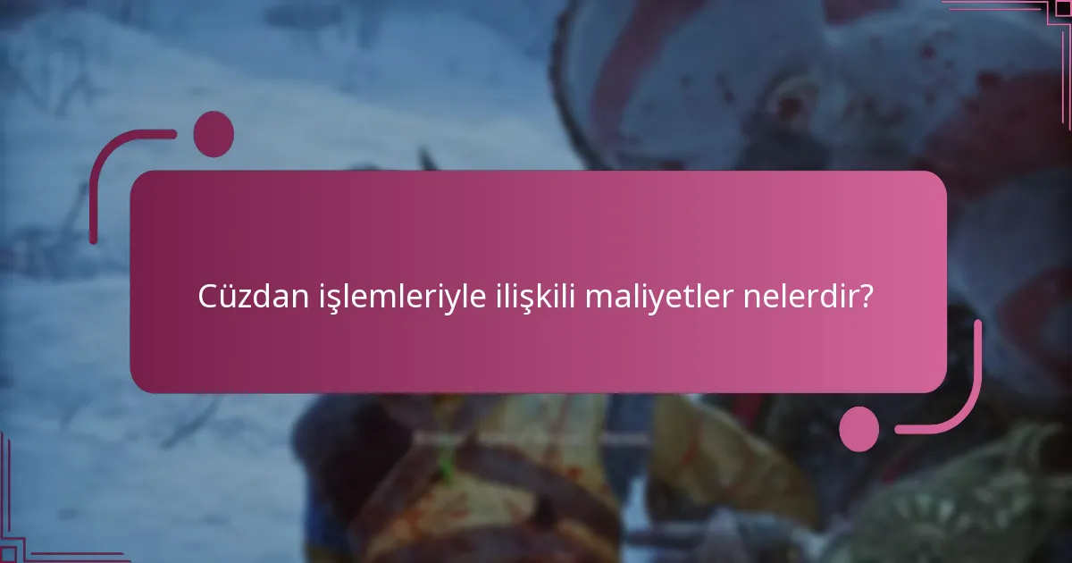 Cüzdan işlemleriyle ilişkili maliyetler nelerdir?