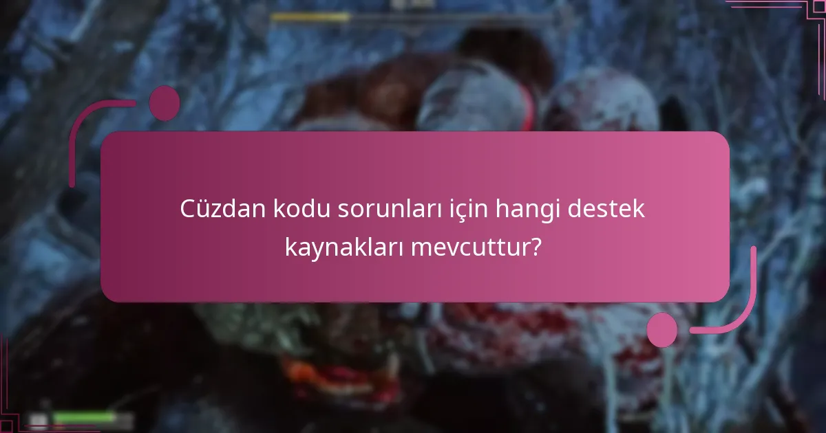 Cüzdan kodu sorunları için hangi destek kaynakları mevcuttur?