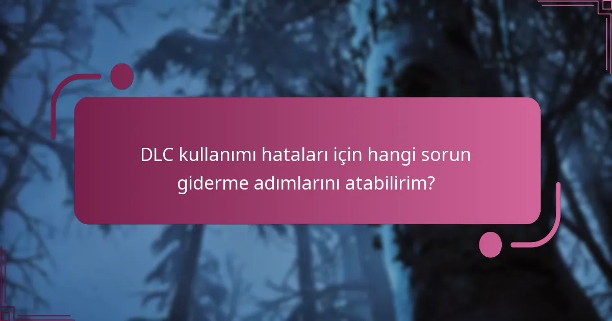 DLC kullanımı hataları için hangi sorun giderme adımlarını atabilirim?
