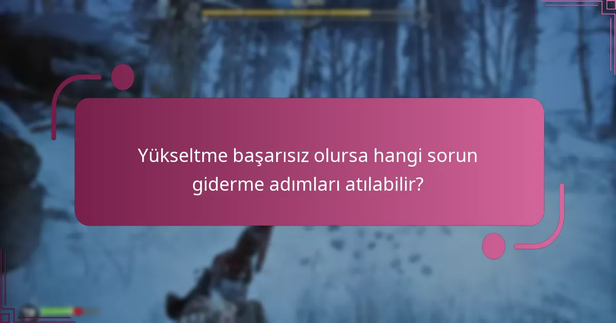 Yükseltme başarısız olursa hangi sorun giderme adımları atılabilir?